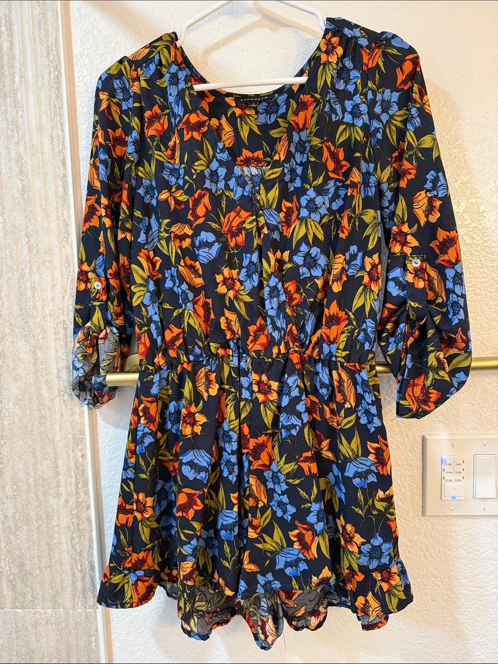 Staccato Black Mini Romper with Blue & Orange Floral